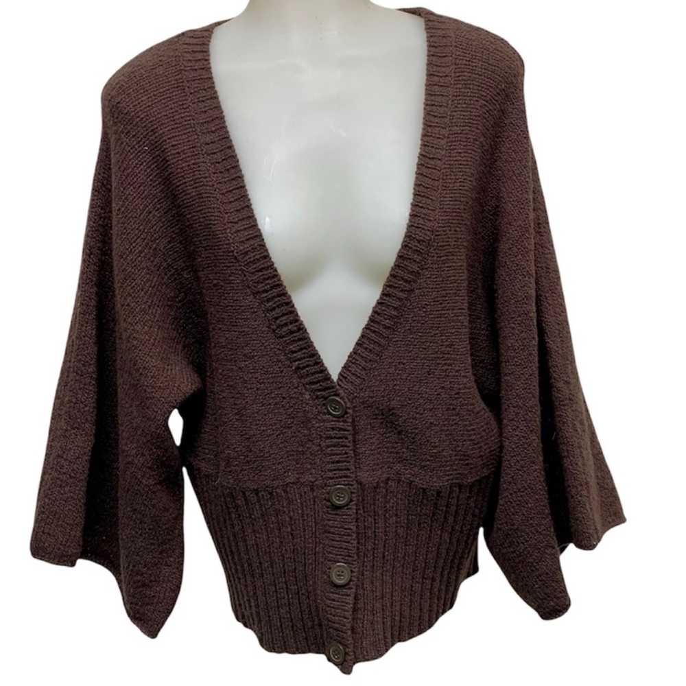GAP Bell Sleeve 4 Button Lambs Wool Blend Ribbed V Neck Cardigan Ribbed …